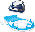 Blue 4 Person Vinyl Pool Raft Lounger with Cup Holders N4763