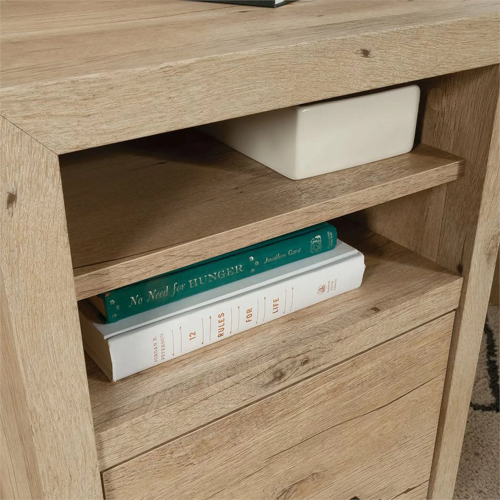 L-Shaped Engineered Wood Home Office Desk in Prime Oak C279