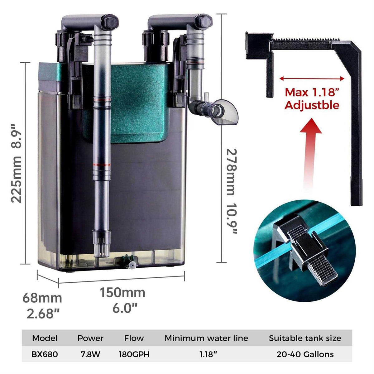 180GPH Hand on Filter for Aquariums P748
