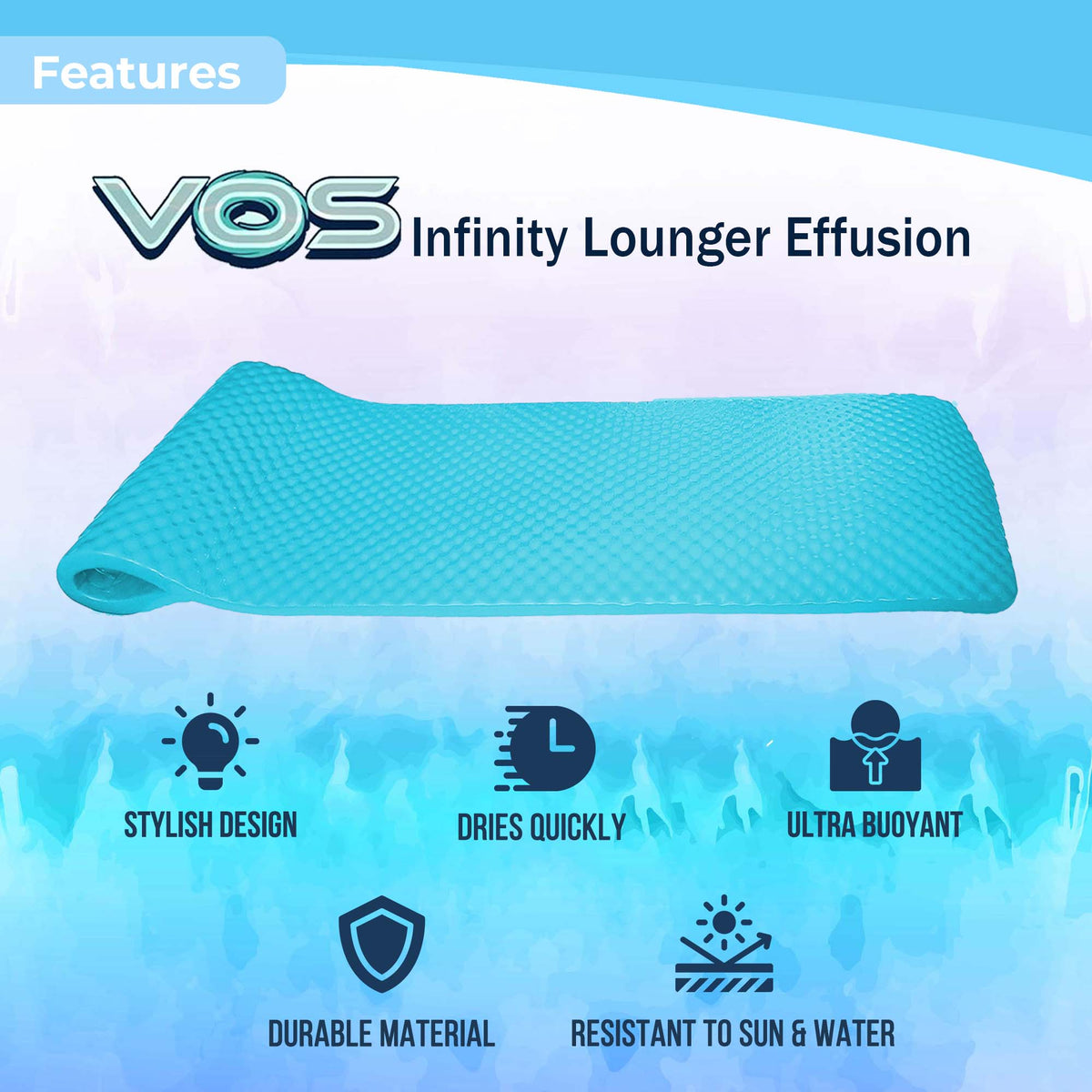 Seafoam Blue Foam Swimming Pool Lounger Mat Z29313