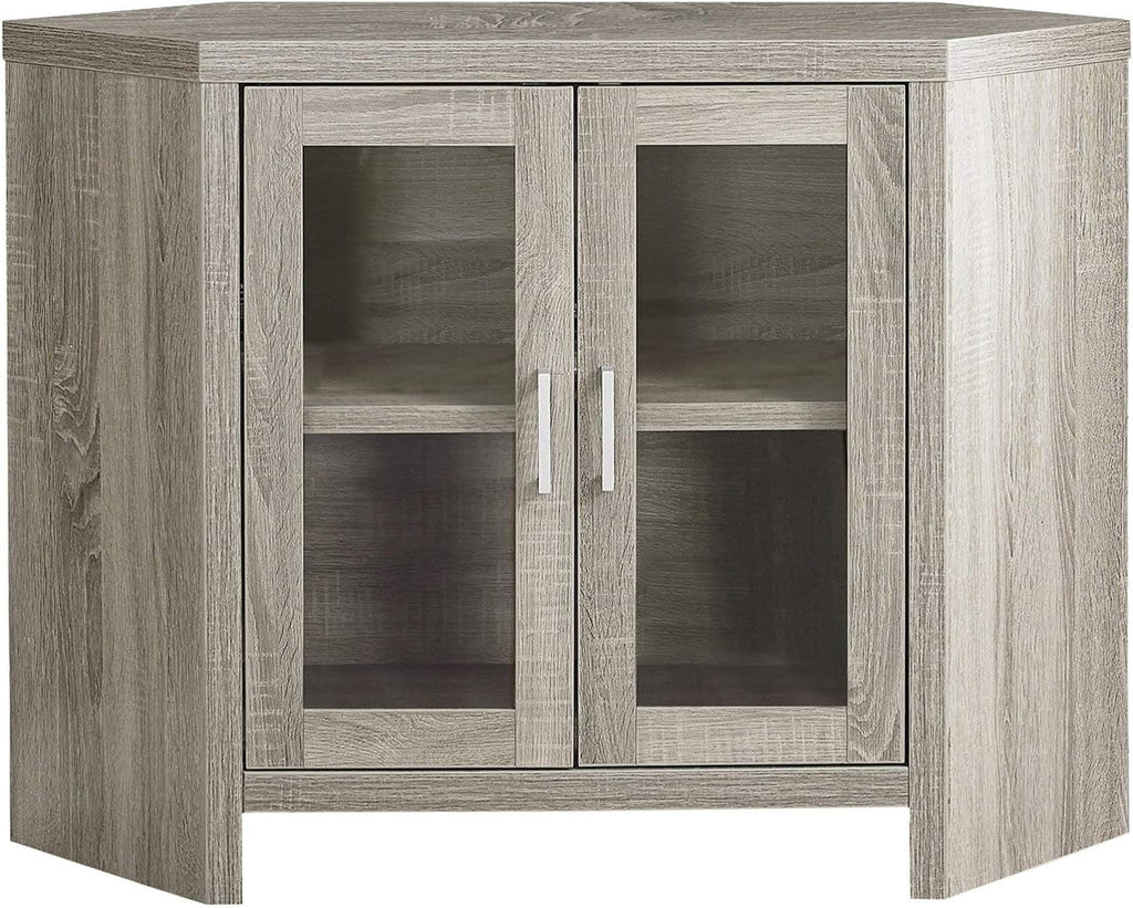 Corner TV Stand with Glass Doors, 42", Dark Taupe J438