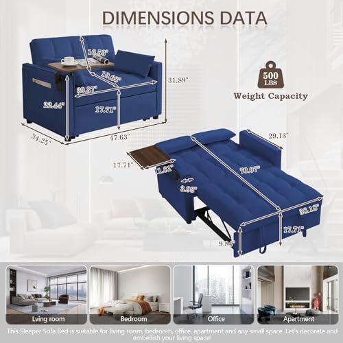 Beige Velvet 3 in 1 Sleeper Sofa Bed B841579