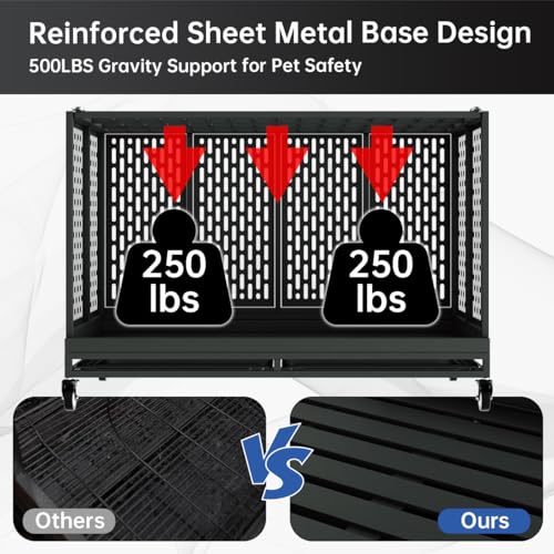 Heavy Duty Metal Dog Crate with Wheels and Removable Tray X594