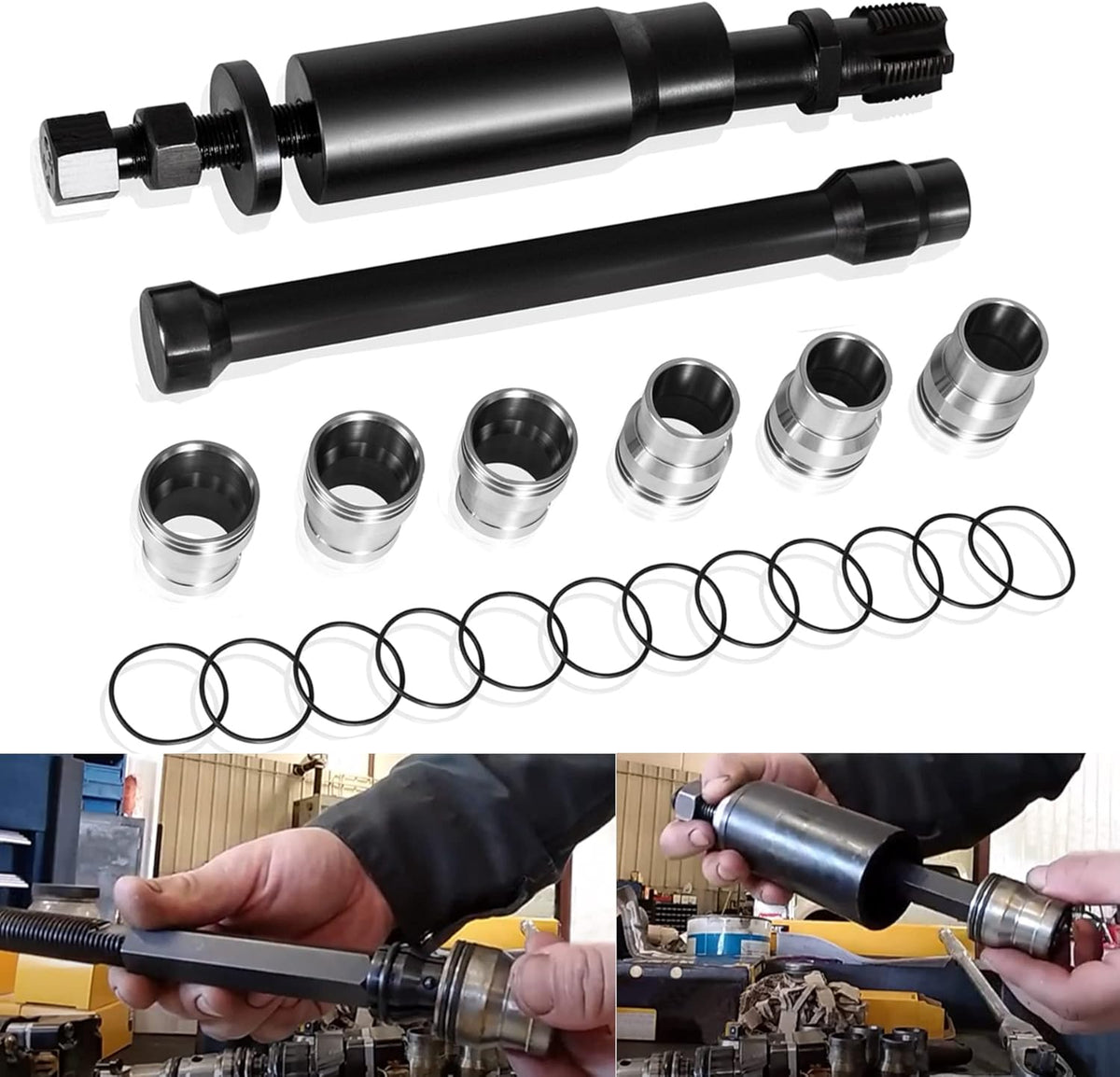 Injector Sleeve Cup Removal Installation Tool with Parts Kit for CAT 3126 C7 C9 HUEI Injectors S63068