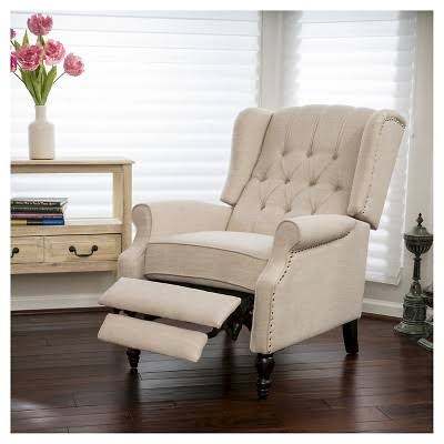 Light Beige Fabric Recliner Club Chair B267