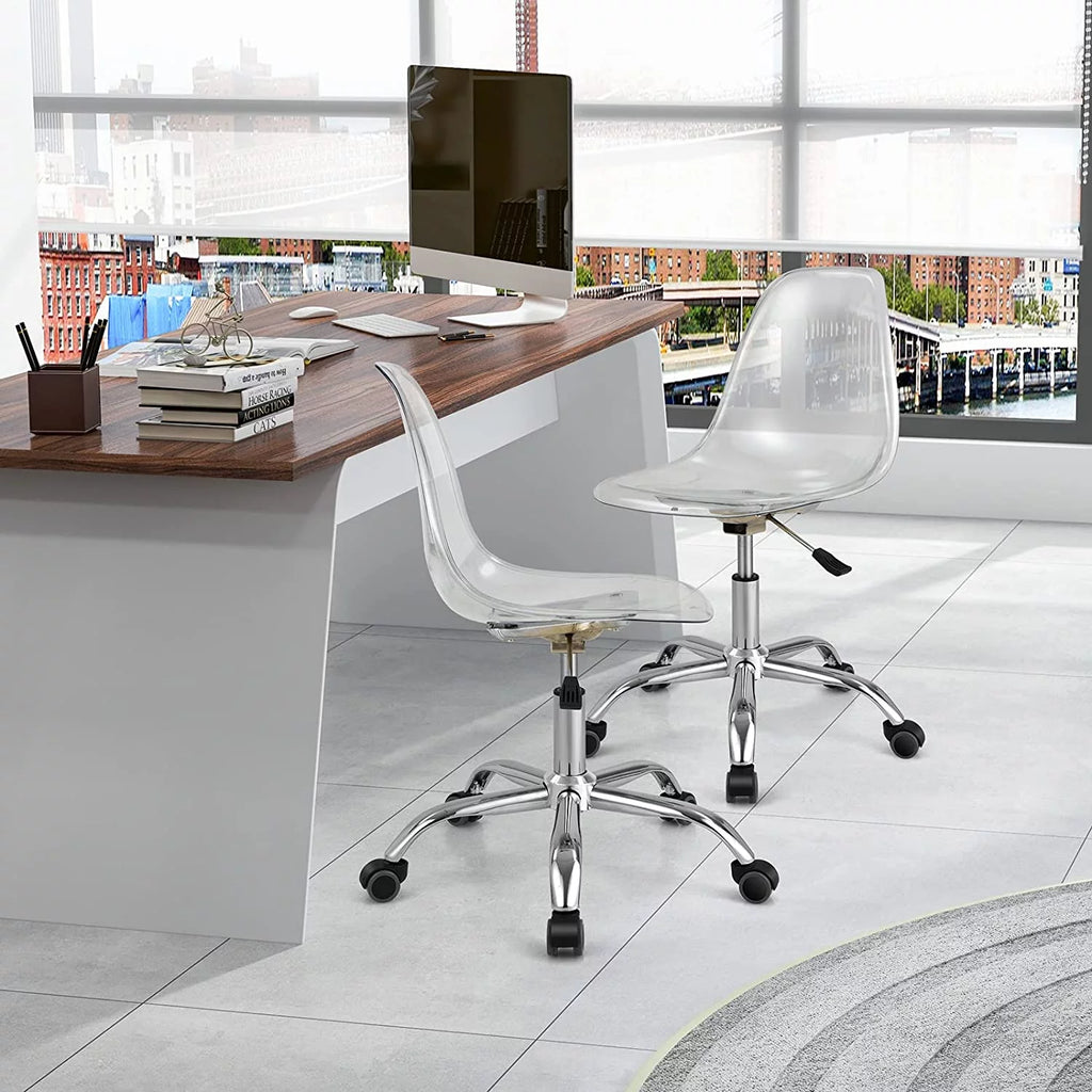 Clear Acrylic Armless Desk Chair Set of 2 X3513