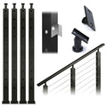 Black 30 Degree Stair Pre-Drilled Angle Holes 36x2x2 Stainless Steel Square Weldless Cable Railing Post M788814