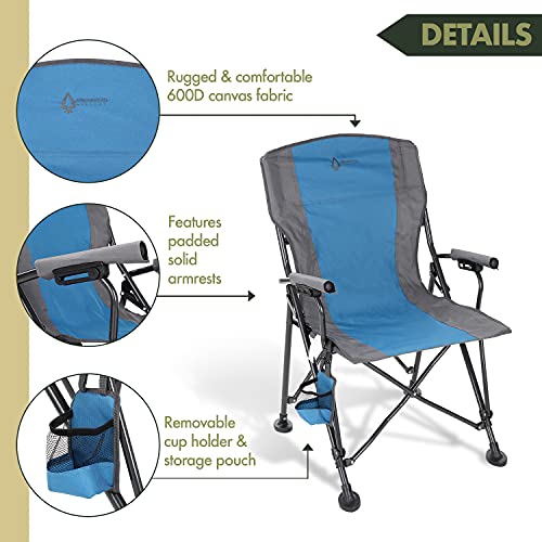 Tan & Gray Heavy-Duty Folding Camping Quad Chair with Cup Holder E3757