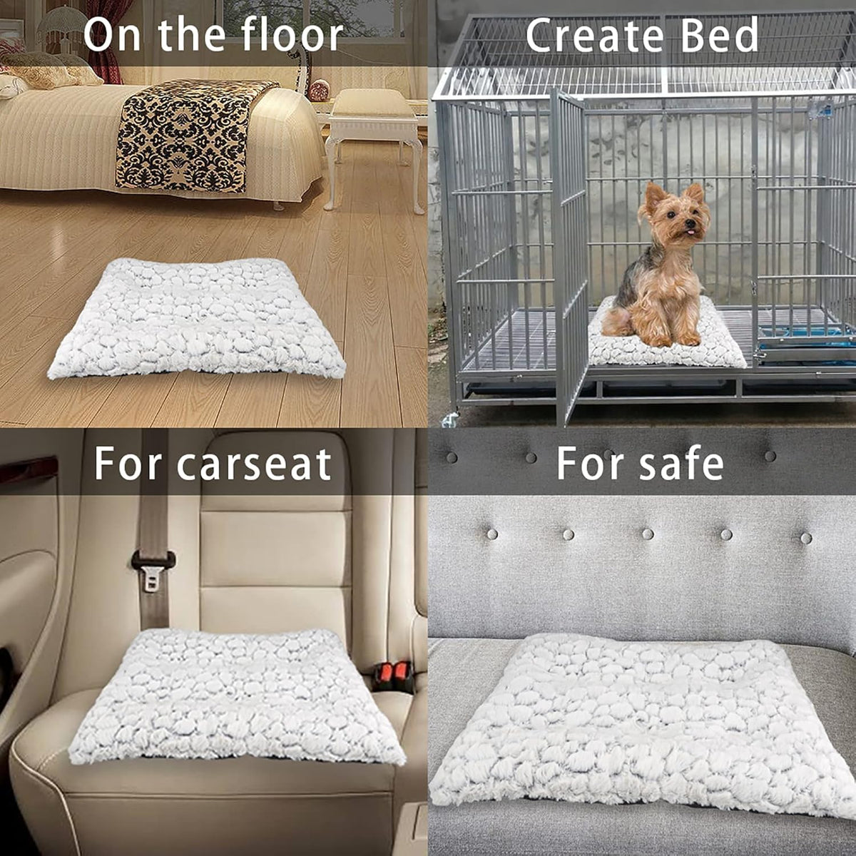 Ultra Soft Washable Anti-Slip Dog Crate Bed Pad 40inch White Pack of 2 I19733