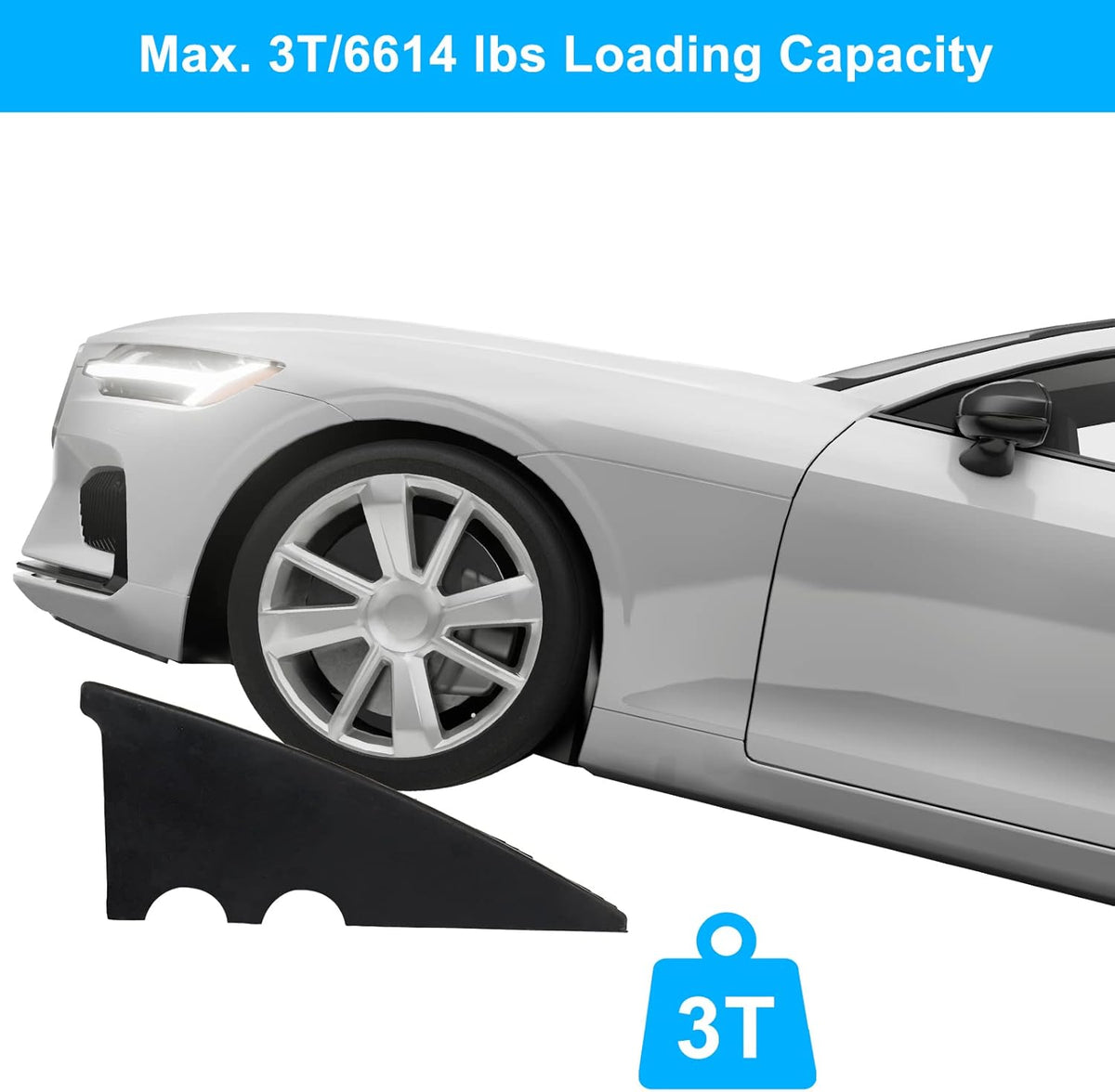 2PCS 6 Rubber Car Curb Ramps, Anti-Slip Heavy Duty Threshold Ramp with Expansion Bolts H323828