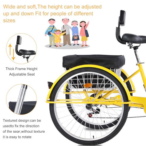 24/26-Inch 3-Wheel Adult Tricycle with 7-Speed Gearing and Basket K5580