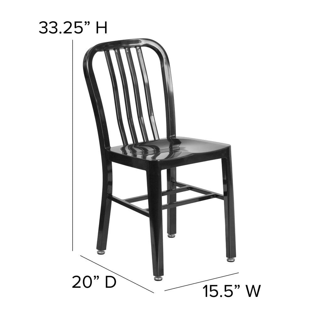 18 Inch Black Galvanized Steel Indoor/Outdoor Dining Chair S215157