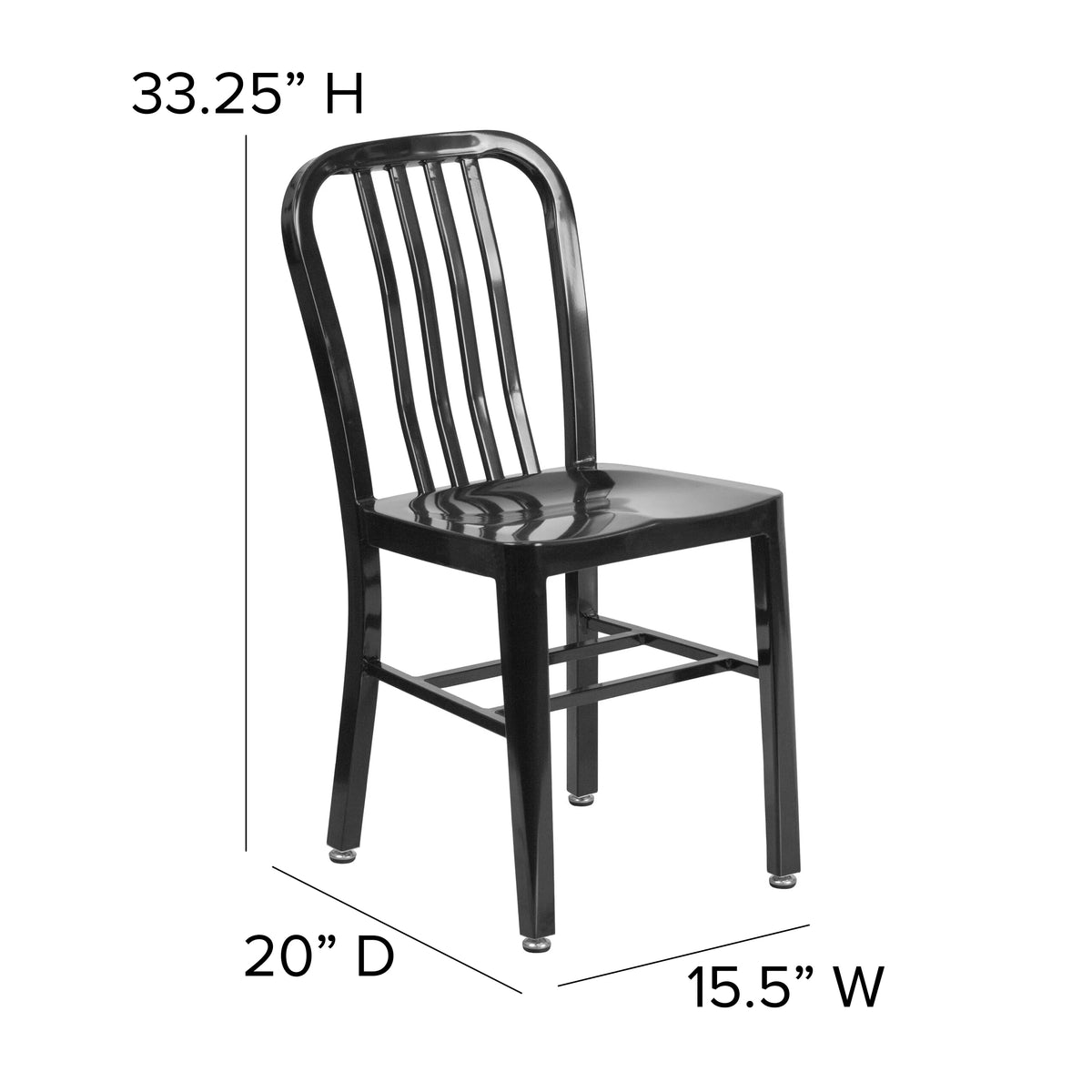 18 Inch Black Galvanized Steel Indoor/Outdoor Dining Chair S215157