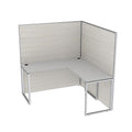 White Single L-Shaped Cubicle Workstation with Storage L421426
