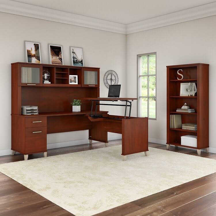 72W Storm Gray Sit to Stand L Shaped Desk Y962083