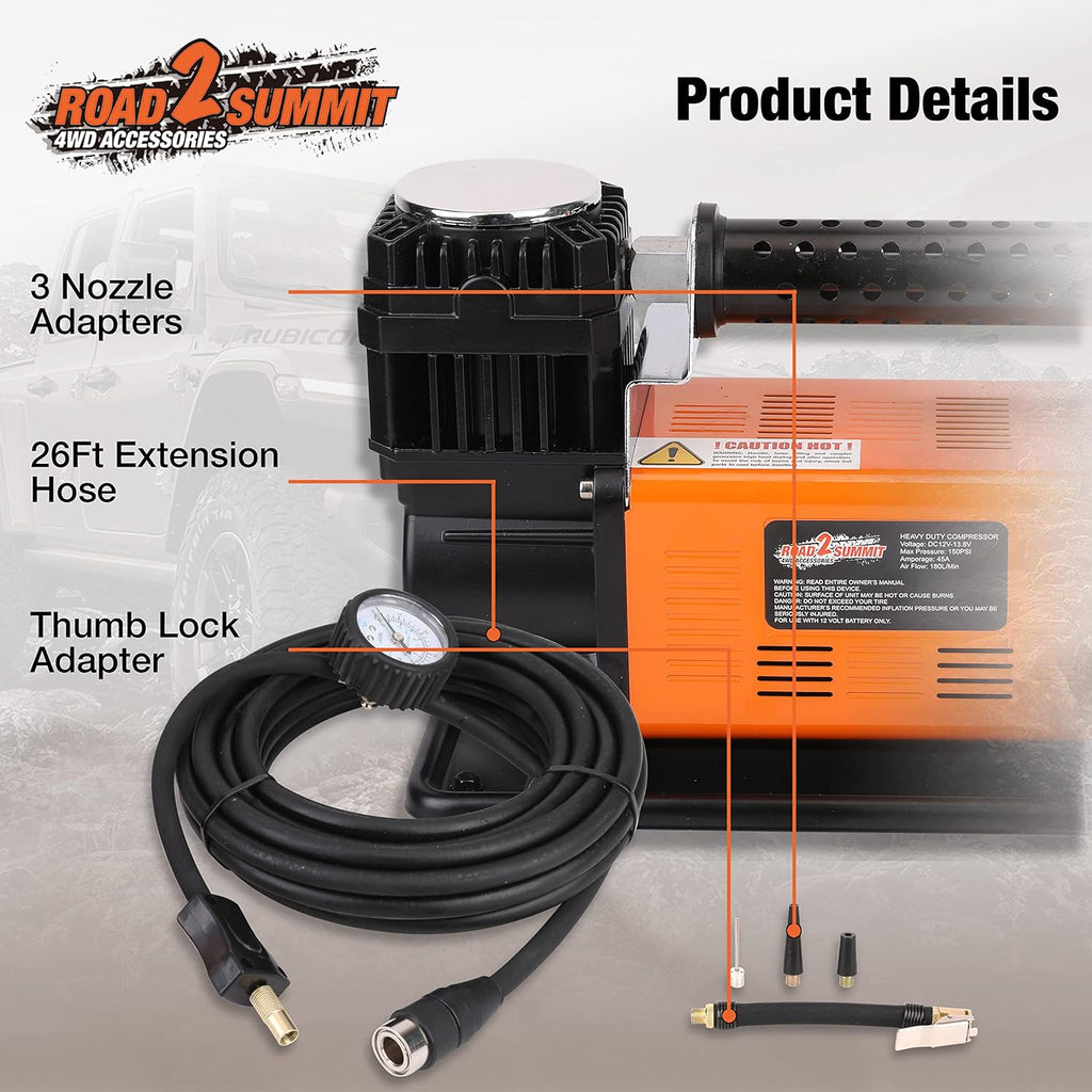 Heavy Duty Portable 12V Air Compressor Kit, Max 150PSI X49404