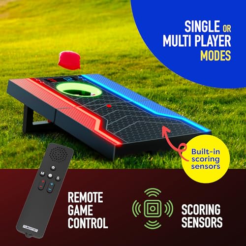 Electronic Cornhole Board Set with Auto Scoring and 8 Bean Bags X43609