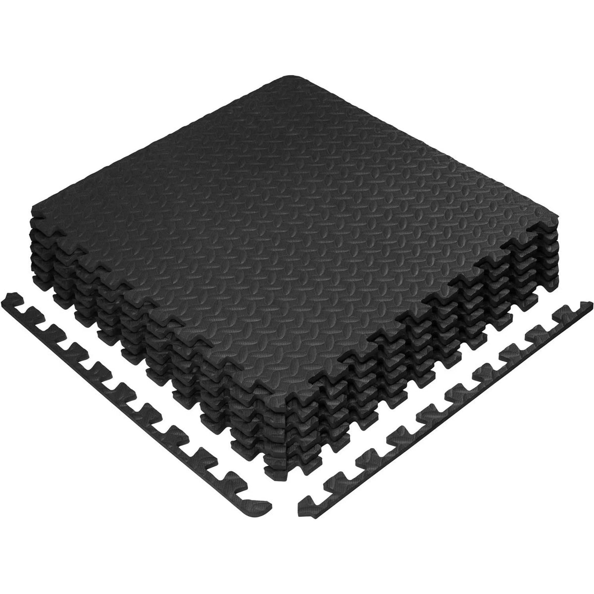 6 pcs Interlocking Exercise Foam Mats 3/8 inch Black V30798