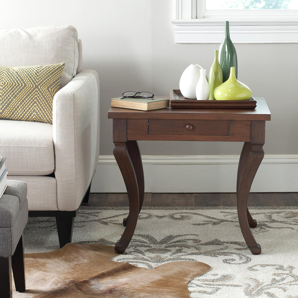 Brown One Drawer Storage Side Table V34108