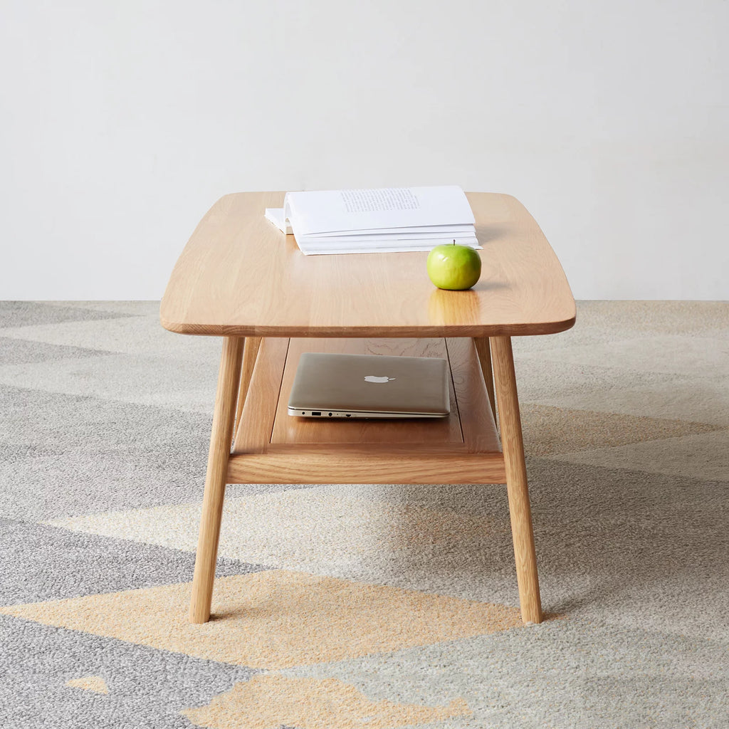 Solid Wood Coffee Table with Storage Shelf V9154
