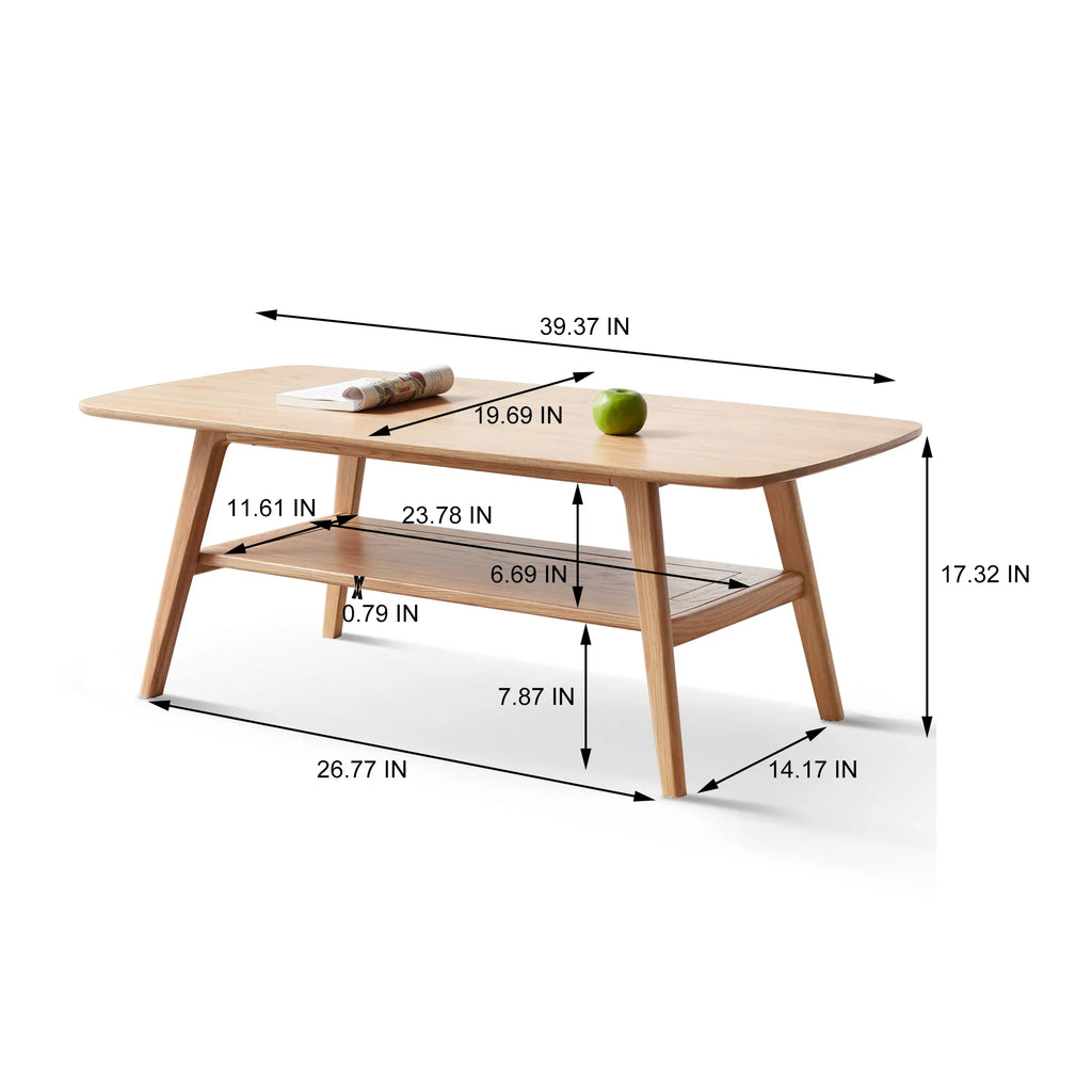 Solid Wood Coffee Table with Storage Shelf V9154