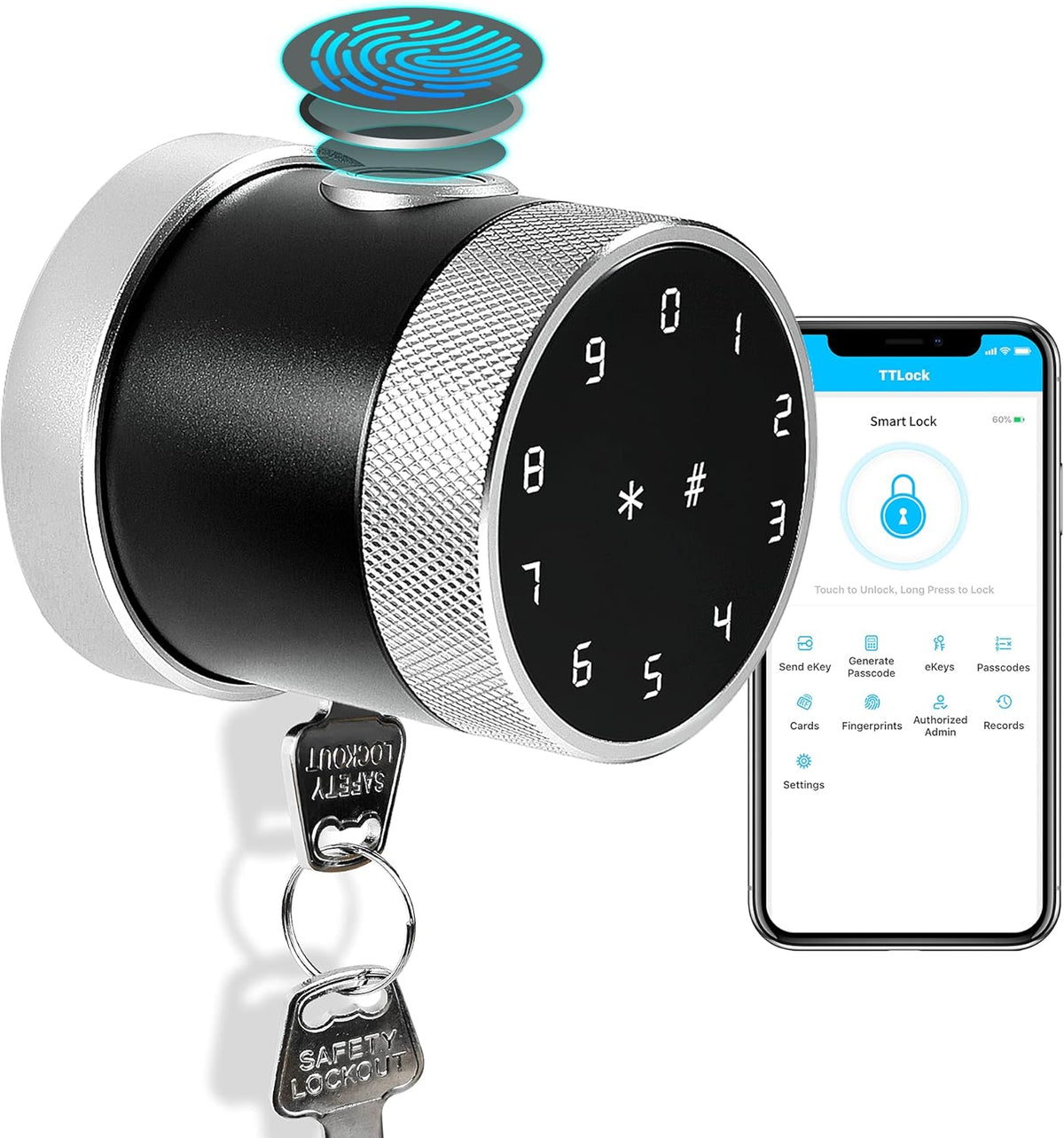 Smart Lock Fingerprint Electronic Door Lock with Bluetooth App Control Q6491