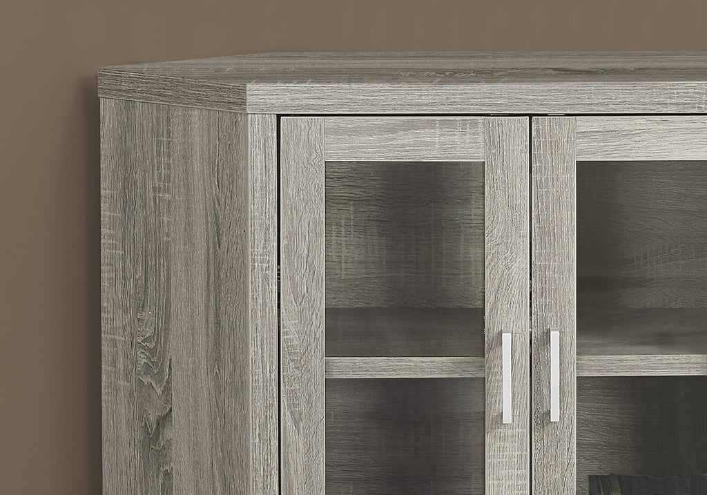 Corner TV Stand with Glass Doors, 42", Dark Taupe J438