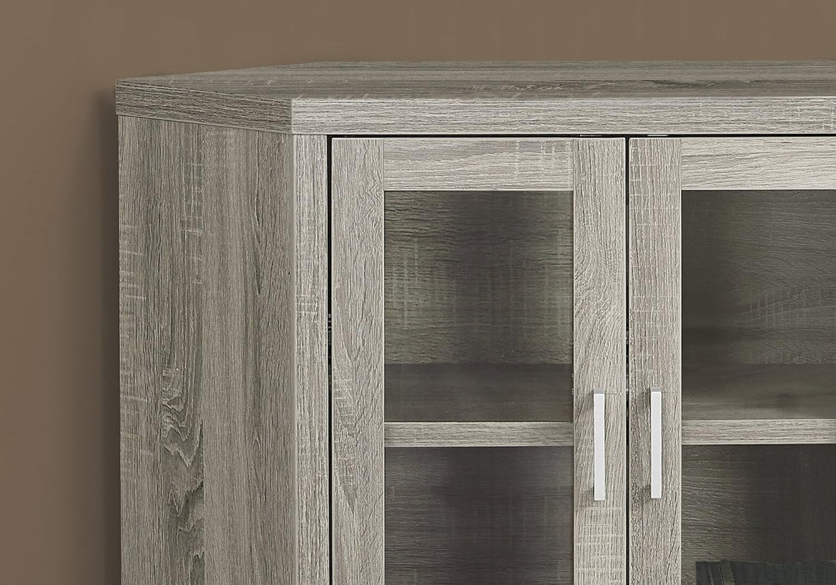 Corner TV Stand with Glass Doors, 42", Dark Taupe J438