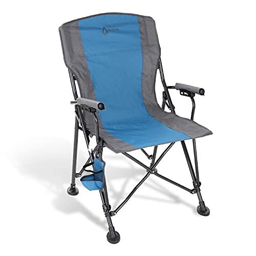 Tan & Gray Heavy-Duty Folding Camping Quad Chair with Cup Holder E3757