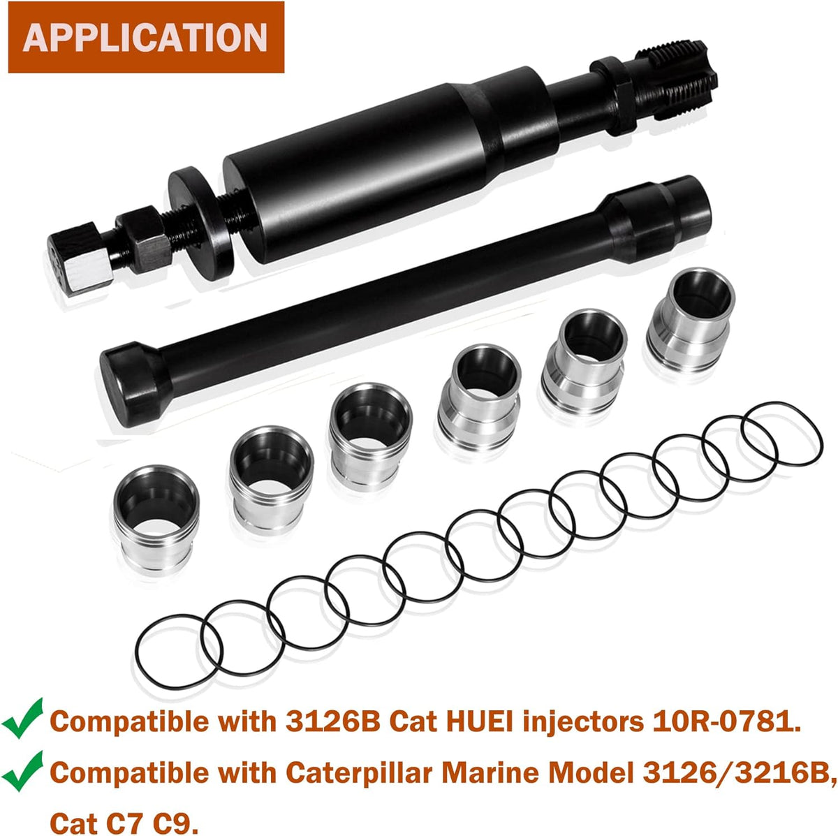 Injector Sleeve Cup Removal Installation Tool with Parts Kit for CAT 3126 C7 C9 HUEI Injectors S63068