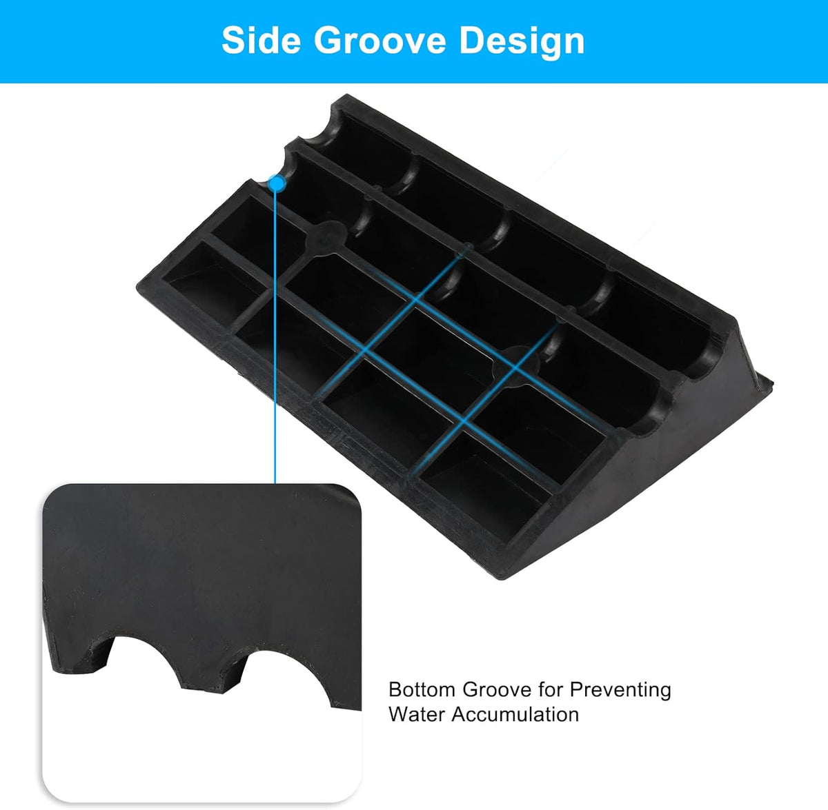 2PCS 6 Rubber Car Curb Ramps, Anti-Slip Heavy Duty Threshold Ramp with Expansion Bolts H323828