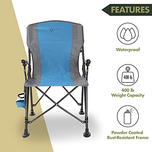 Tan & Gray Heavy-Duty Folding Camping Quad Chair with Cup Holder E3757