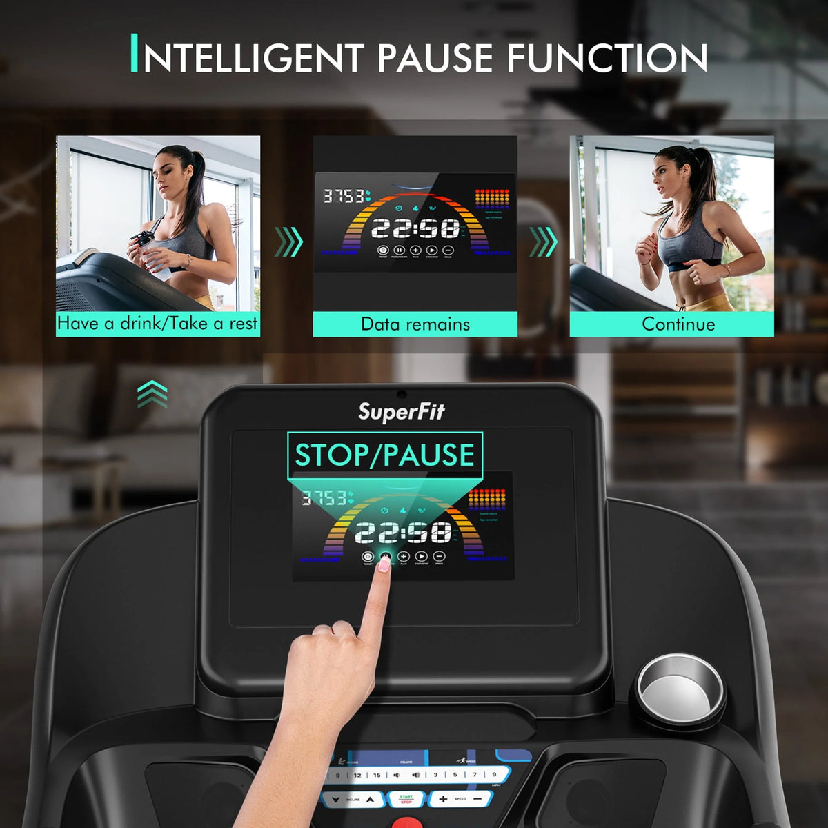 Folding Treadmill with Auto Incline LED Screen V640