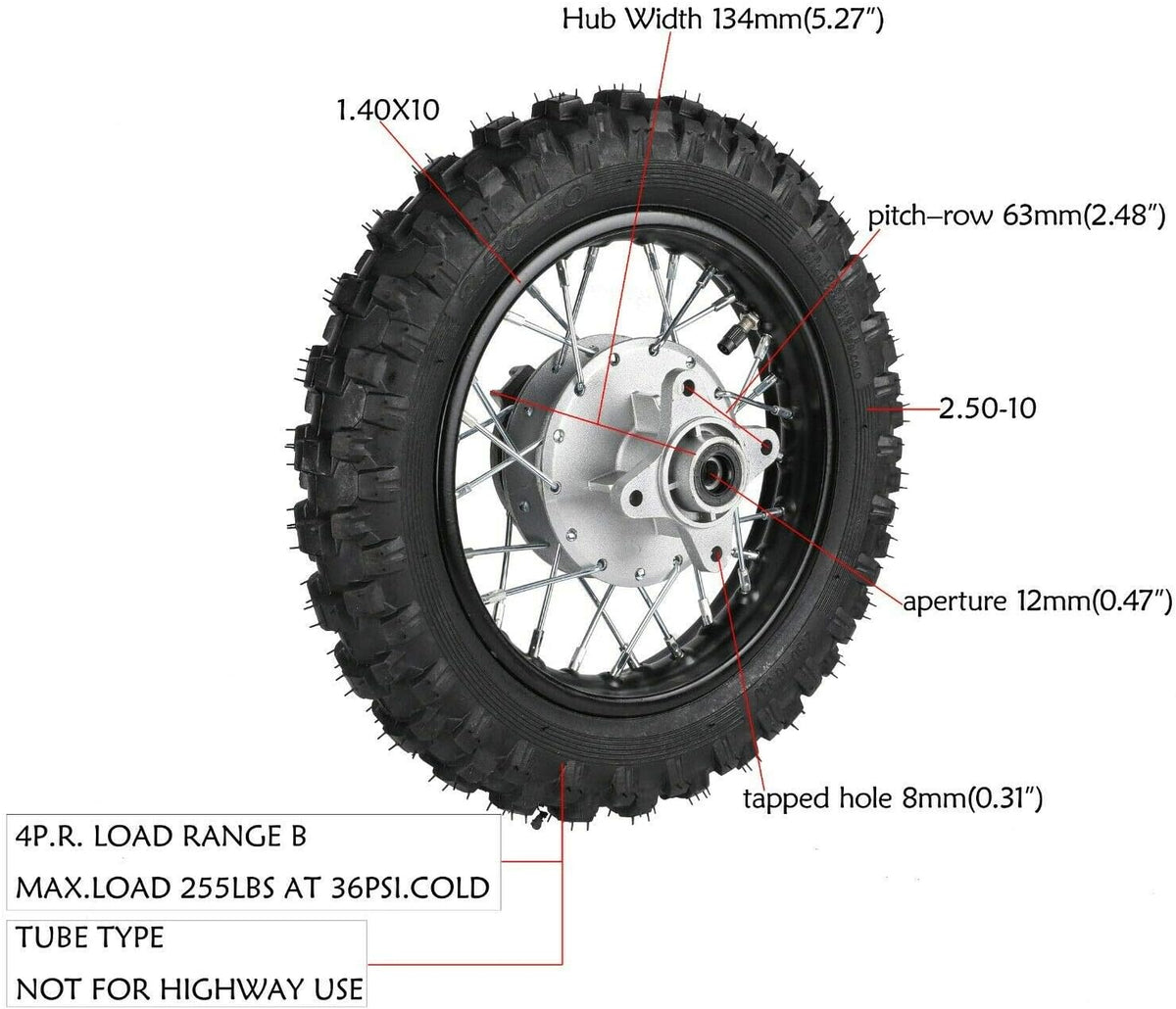 2.5-10" Rear Wheel Tire Assembly for Dirt Pit Bike K247130