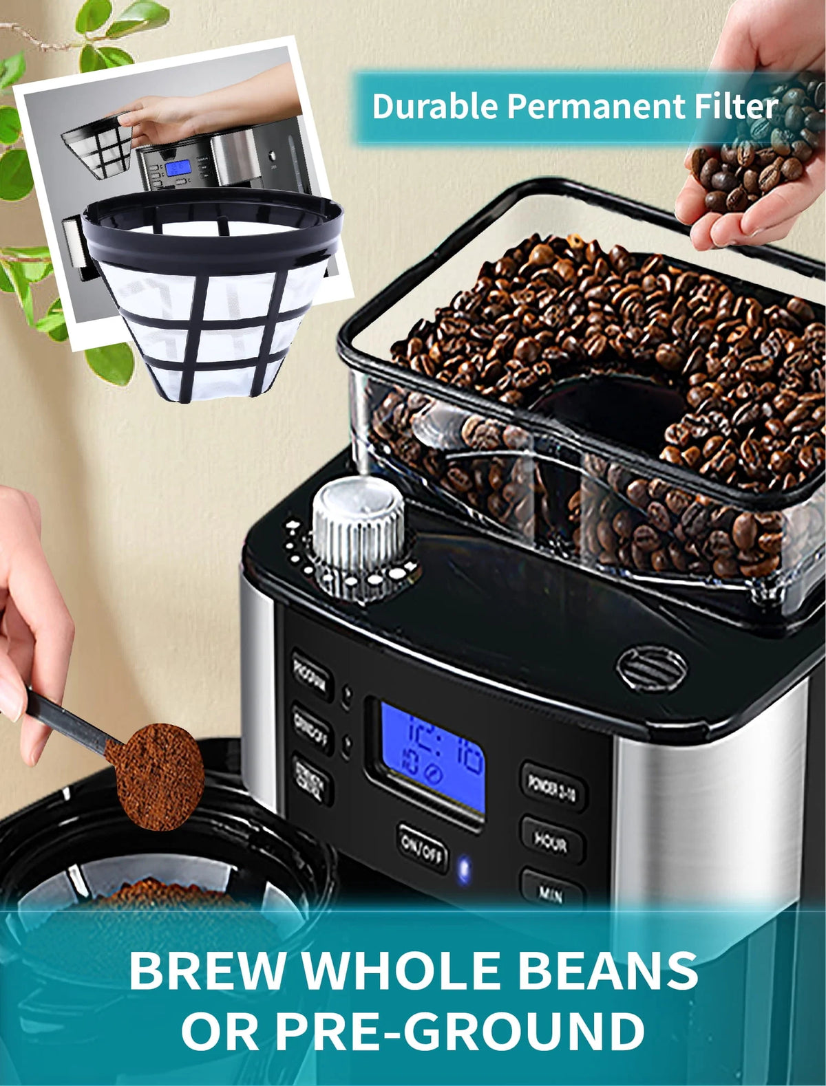 10-Cup Programmable Grind and Brew Coffee Maker D9409