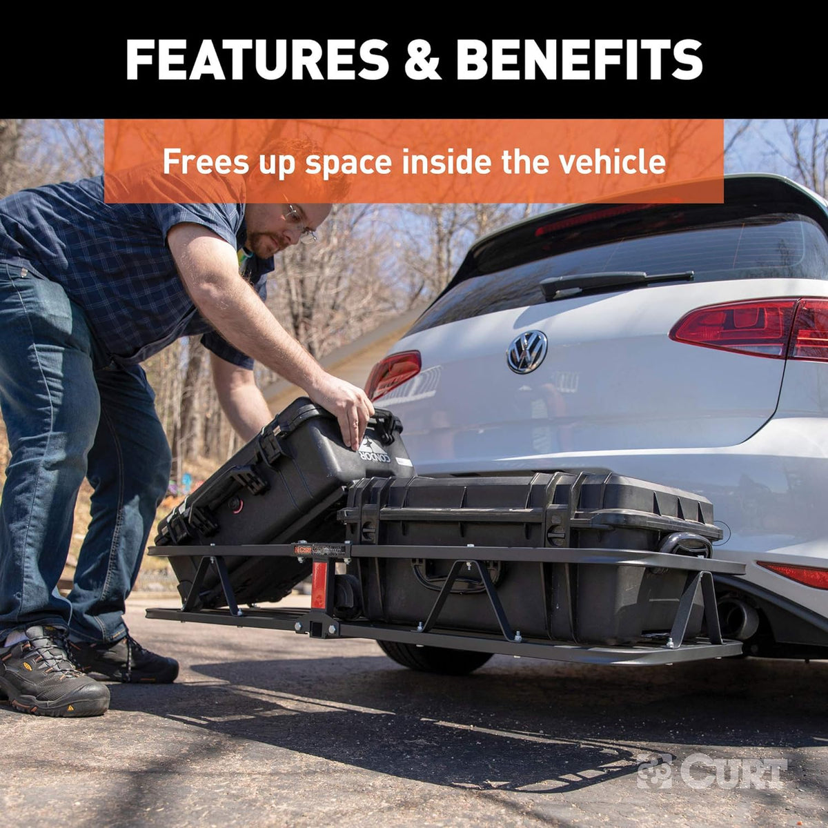 Black Steel Basket Hitch Cargo Carrier U23476