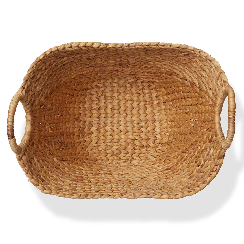 Large Woven Water Hyacinth Laundry Basket with Handles H51956