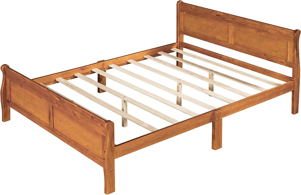 Queen Size Wood Platform Bed Frame with Headboard T73151