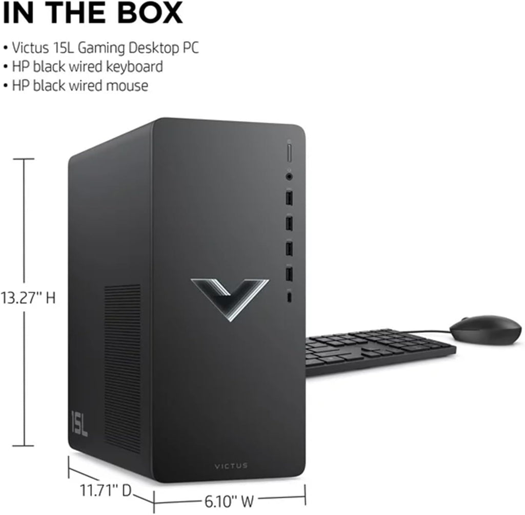 Black Gaming Desktop with AMD Ryzen 5 5600G, AMD Radeon RX 6400, 16GB RAM, 512GB SSD + 1TB HDD, Windows 11 Home Q636