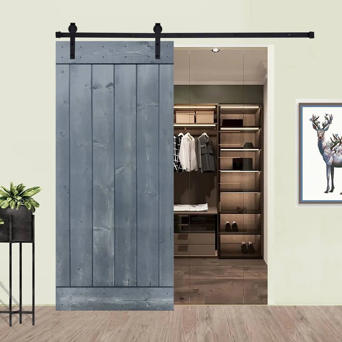 Gray Finish Barn Door with Hardware Kit J729839