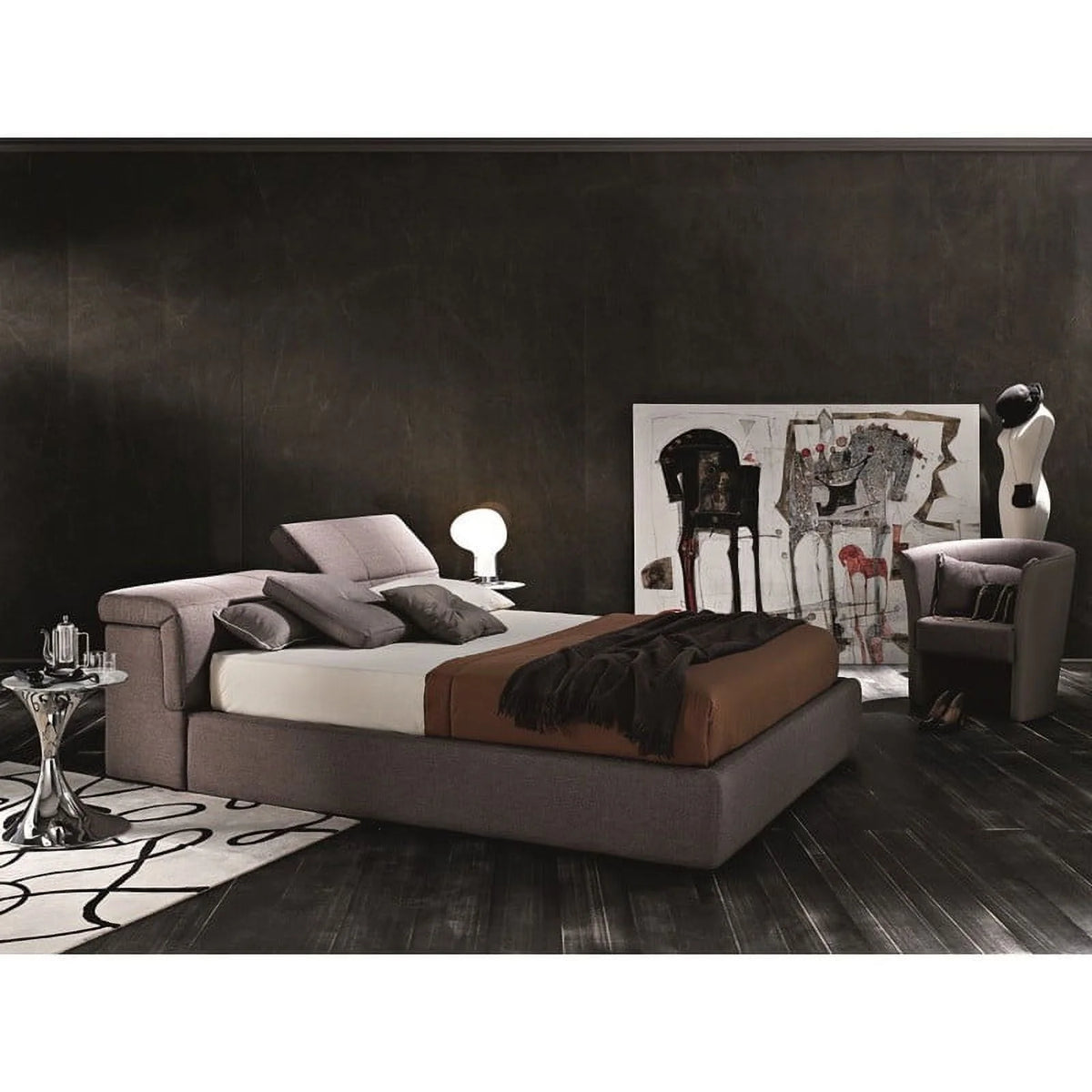 Queen Size Taupe Storage Bed E20402