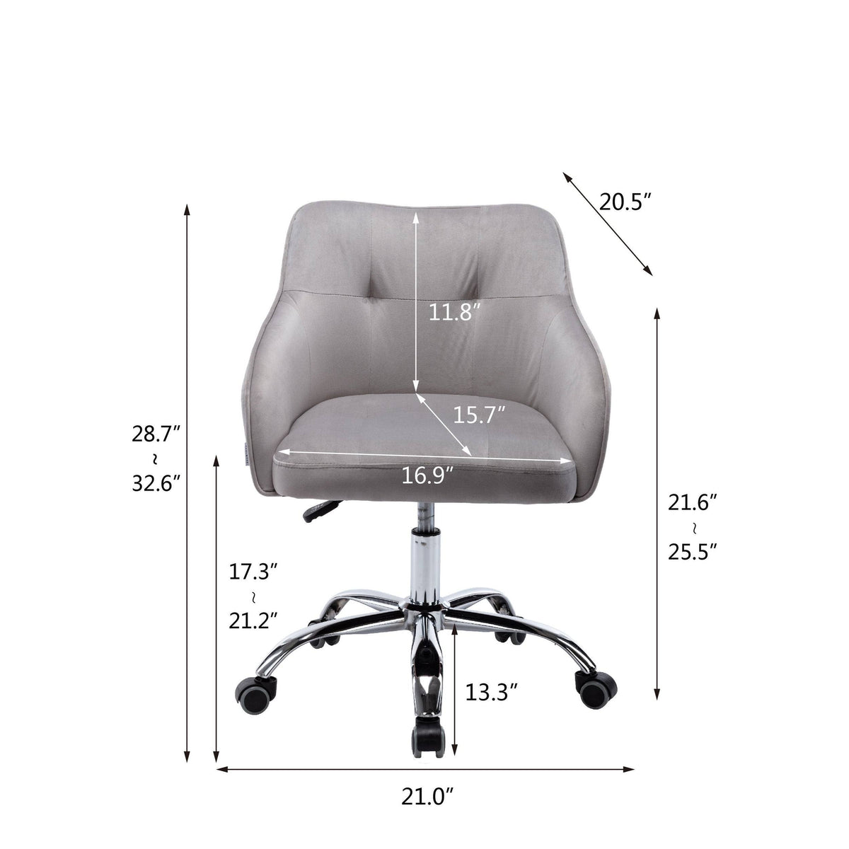 Velvet Upholstered Swivel Tufted Adjustable Height Task Chair R92736