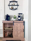 Brown Oak Kitchen Storage Cabinet with Sliding Door T273