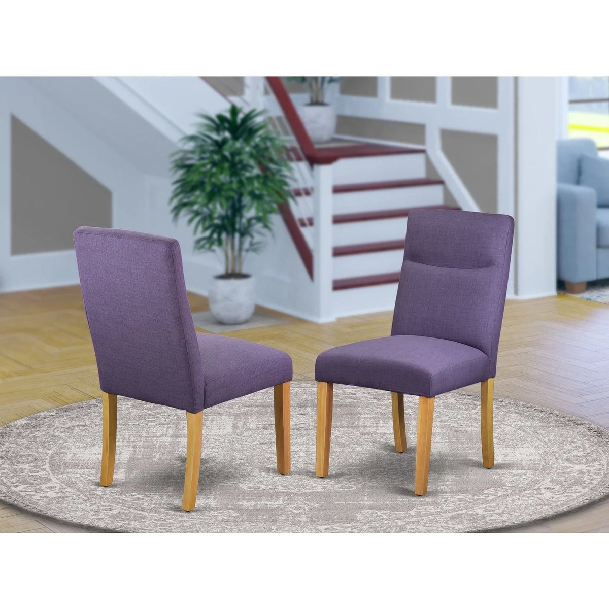 Set Of 2 Parson Chair With Oak Finish Leg And Linen Fabric R36308