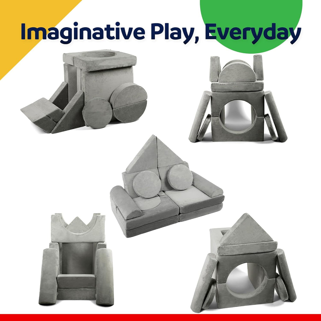 15 Pieces Buildable Plush Play Couch Panels with Ball Pit Square G491555