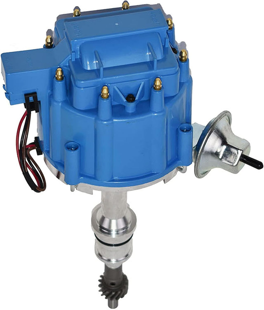 HEI Distributor 65K Coil Complete with 8mm Red Silicone Spark Plug Wires and Battery-Pigtail Harness Kit E23556