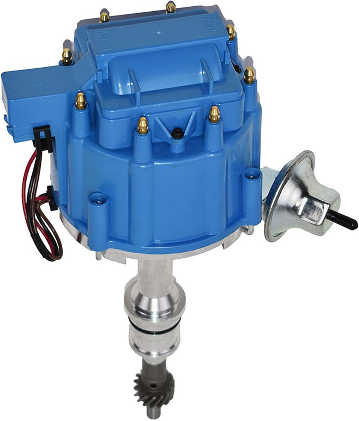 HEI Distributor 65K Coil Complete with 8mm Red Silicone Spark Plug Wires and Battery-Pigtail Harness Kit E23556