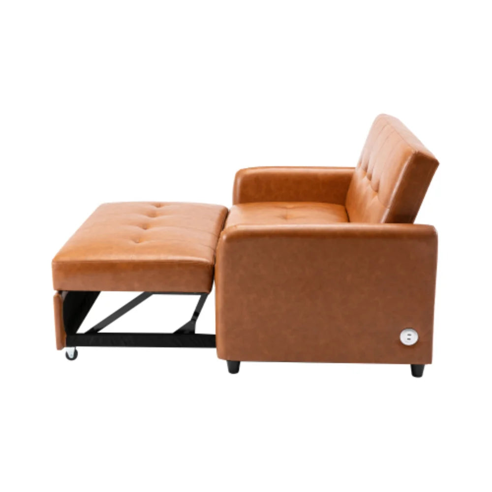 51" Convertible Sleeper Bed, Adjustable Oversized Armchair with Dual USB Ports T5198