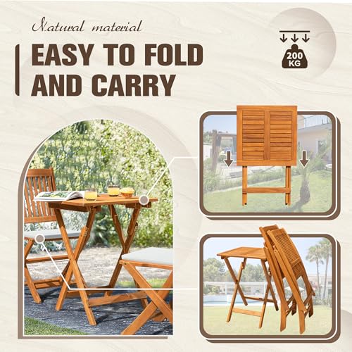 3 Piece Acacia Wood Folding Bistro Set D5688
