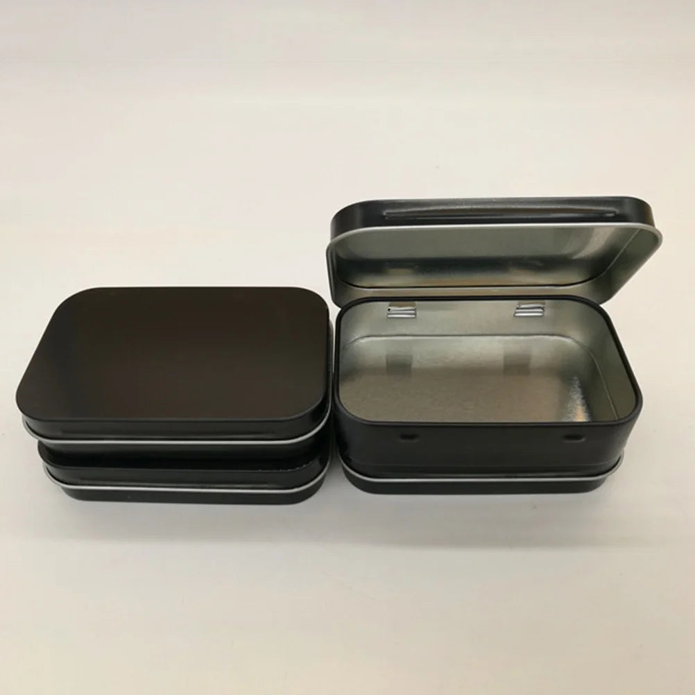 5 PCS Mini Rectangular Tin Storage Boxes with Lids Black Z5515